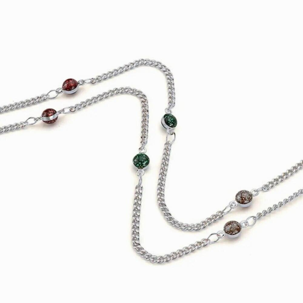 Silver Womens Eyeglass Chains Sunglasses Crystal Beaded Eyewears Neck Cord Holder With Slicone Good Loop