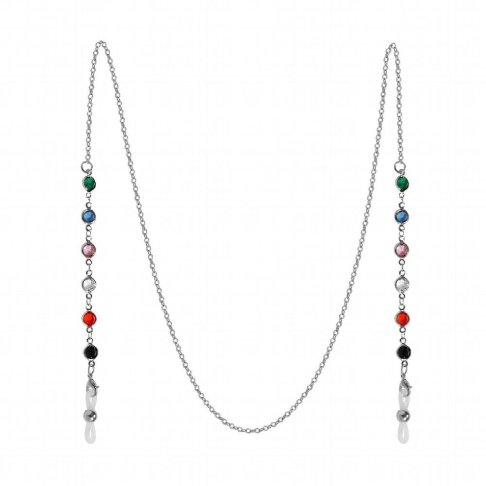 Silver Beaded Eyeglass Chains For Women Colorful Beaded Sunglasses Chain Reading Eyeglasses Holder Strap Cord Lanyard Eyewear Retainer