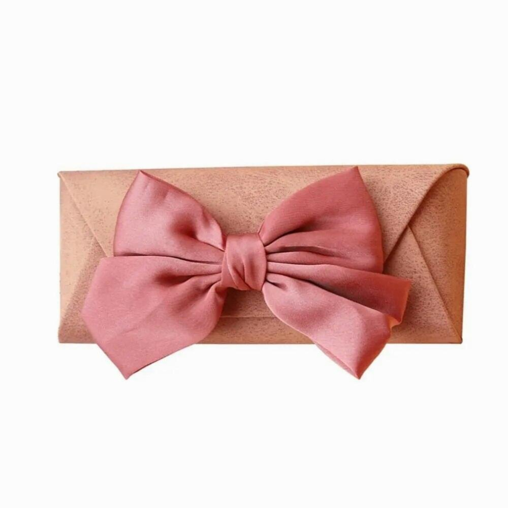Japanese Pink Bowknot PU Leather Sunglasses Case Magnetic Clasp Myopia Spectacle Storage Containers