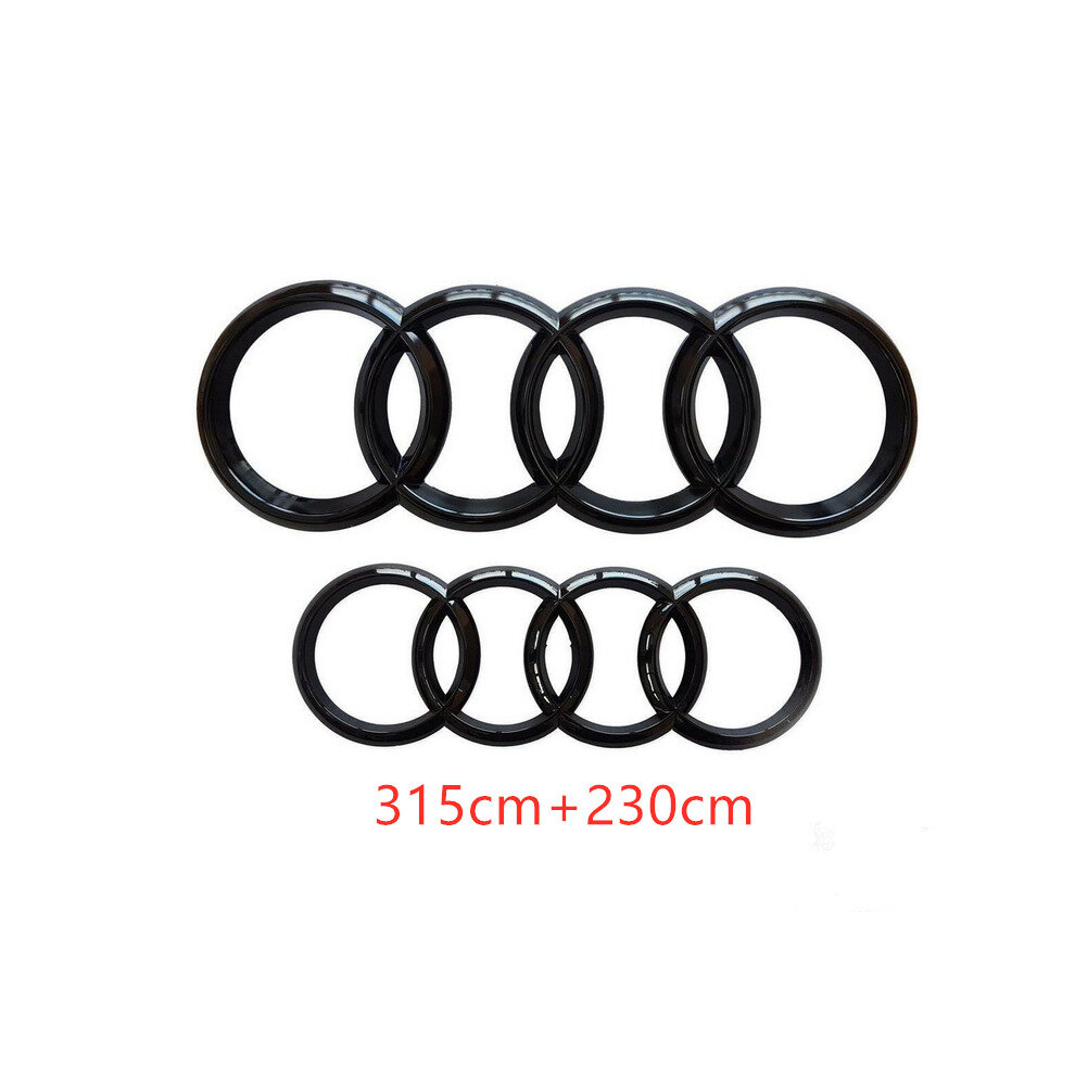 ( Gloss, 315Mm+230Mm) Audi Rings Logo Front Grill & Rear Trunk Emblem Black 4754135884054