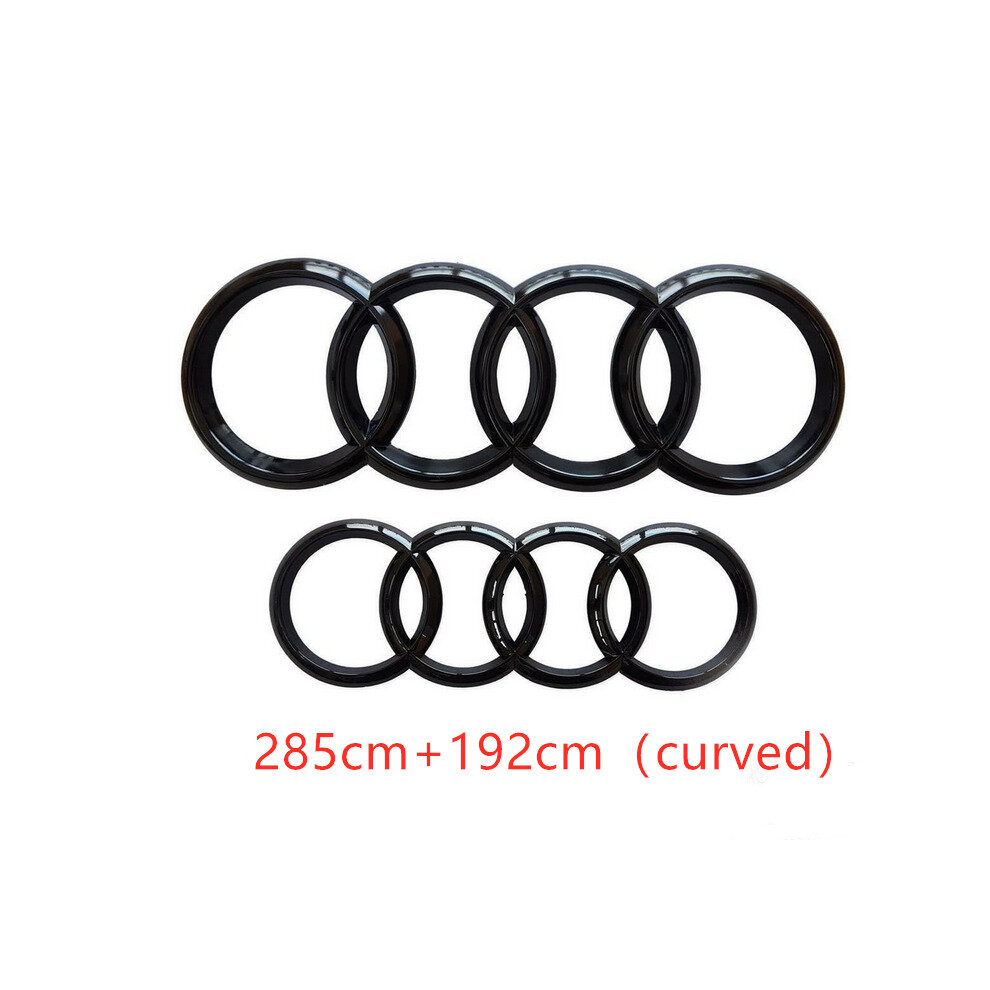 ( Gloss, 285Mm+192Mm Curved) Audi Rings Logo Front Grill & Rear Trunk Emblem Black 4754135884092