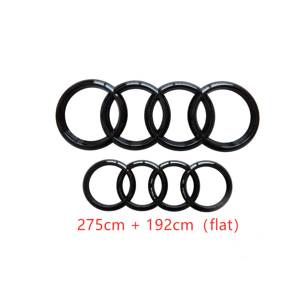 ( Gloss, 275Mm+192Mm Flat) Audi Rings Logo Front Grill & Rear Trunk Emblem Black 4754135884108