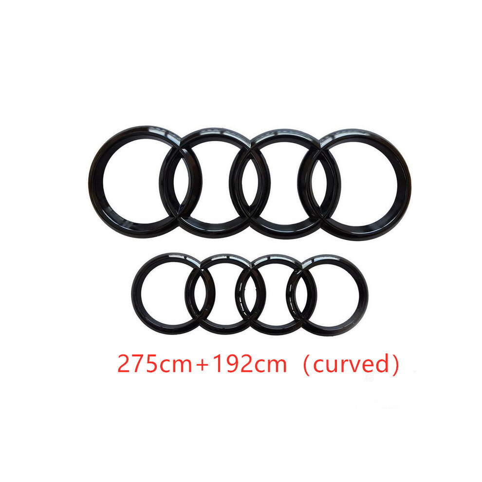 ( Gloss, 275Mm+192Mm Curved) Audi Rings Logo Front Grill & Rear Trunk Emblem Black 4754135884115
