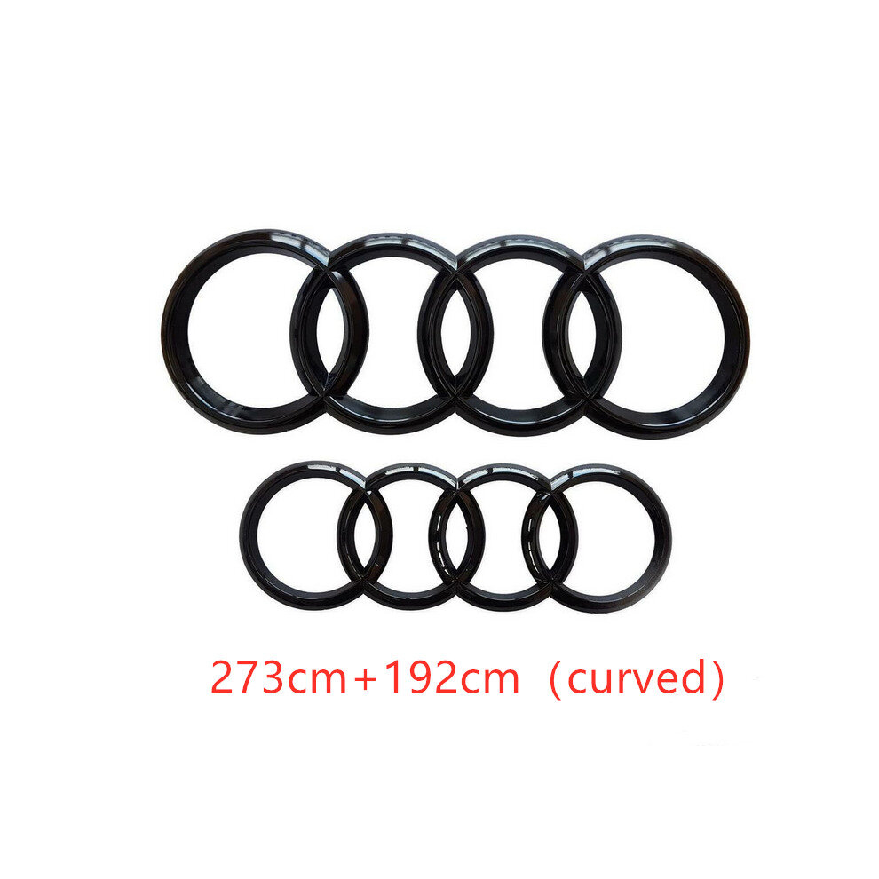 Paktoo ( Gloss, 273Mm+192Mm Curved) Audi Rings Logo Front Grill & Rear Trunk Emblem Black