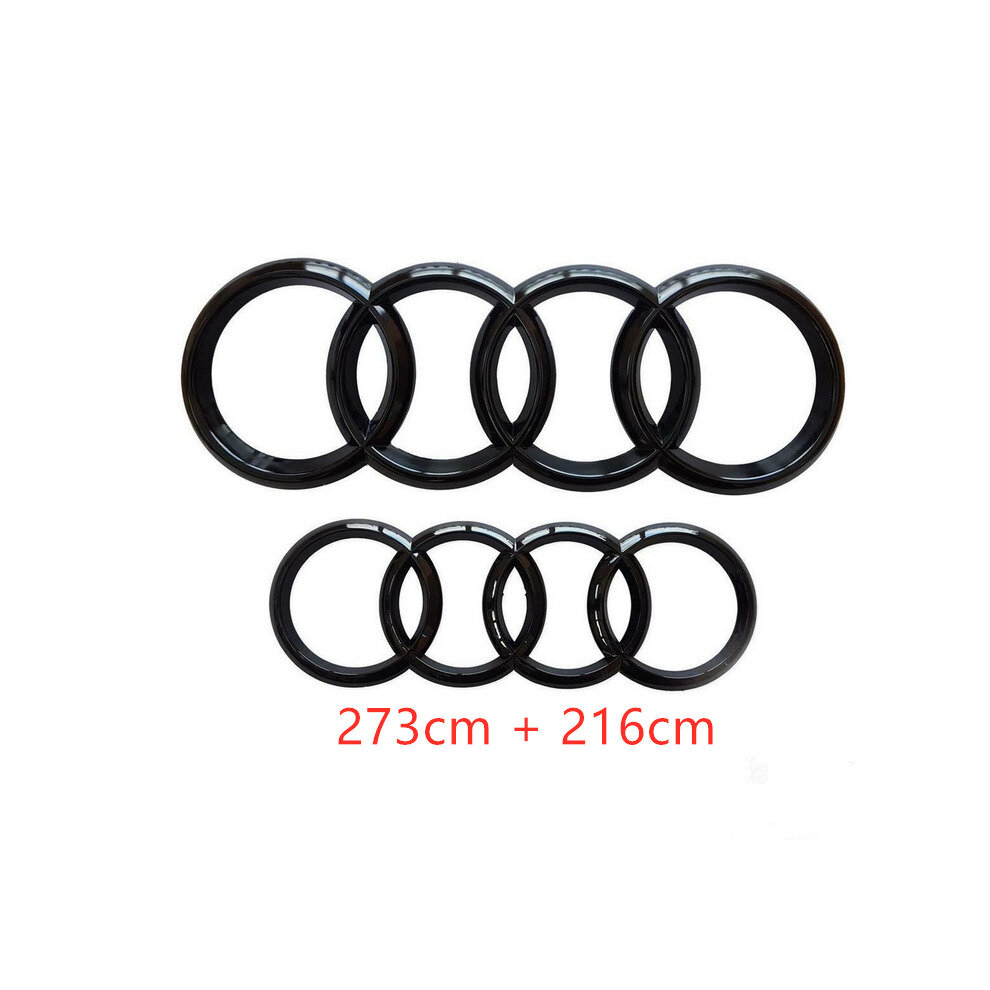 ( Gloss, 273Mm+216Mm) Audi Rings Logo Front Grill & Rear Trunk Emblem Black 4754135884122