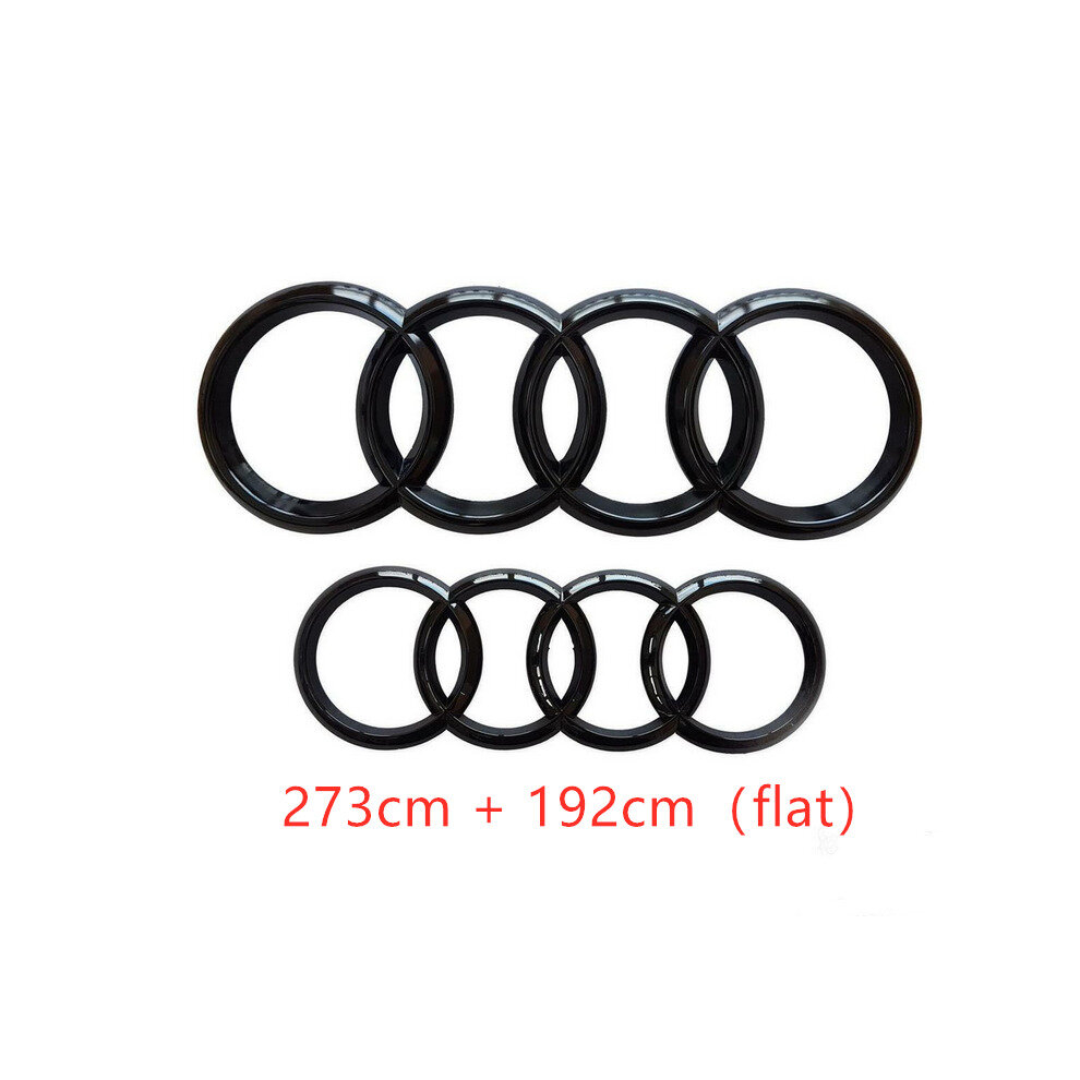 ( Gloss, 273Mm+192Mm Flat) Audi Rings Logo Front Grill & Rear Trunk Emblem Black 4754135884139