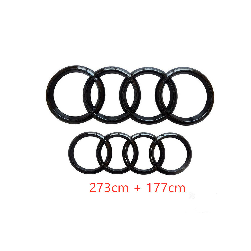 ( Gloss, 273Mm+177Mm) Audi Rings Logo Front Grill & Rear Trunk Emblem Black 4754135884184