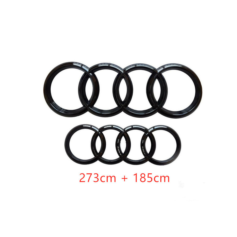 ( Gloss, 273Mm+185Mm) Audi Rings Logo Front Grill & Rear Trunk Emblem Black 4754135884177