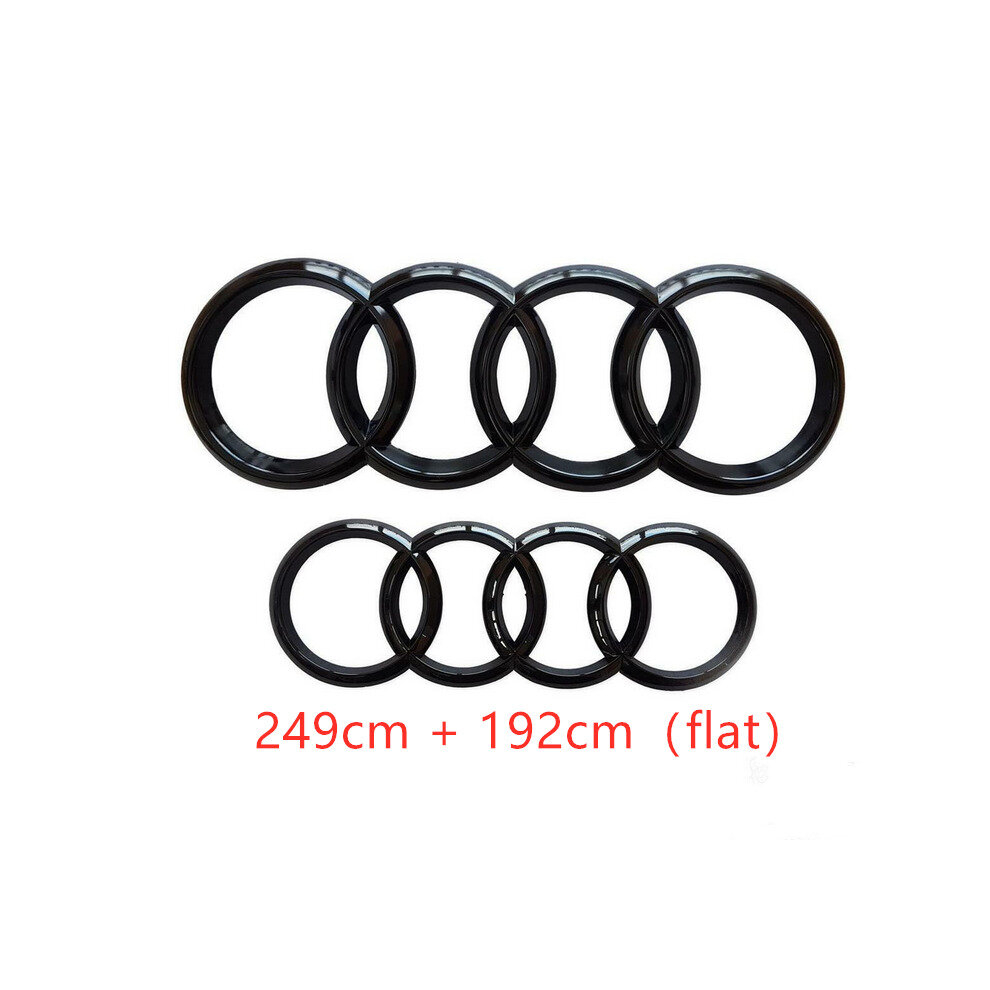 ( Gloss, 249Mm+192Mm Flat) Audi Rings Logo Front Grill & Rear Trunk Emblem Black 4754135884221