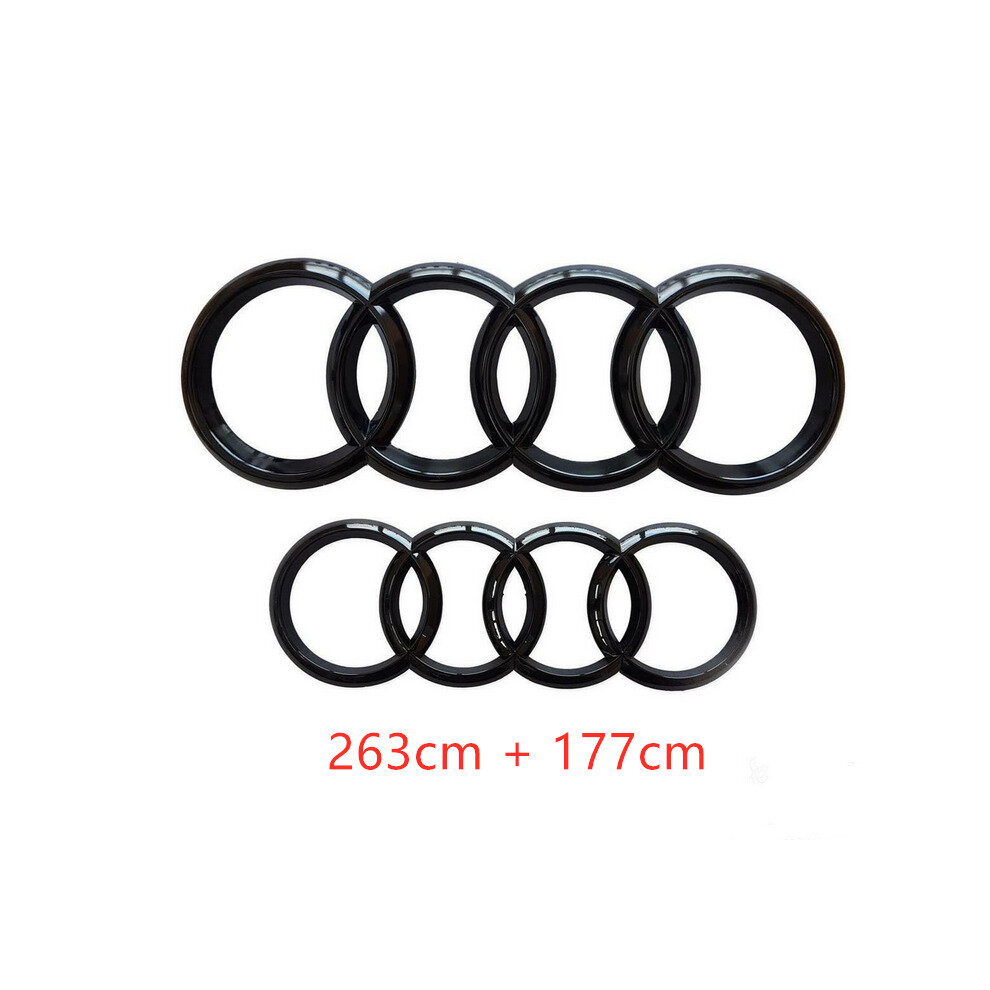 ( Gloss, 263Mm+177Mm) Audi Rings Logo Front Grill & Rear Trunk Emblem Black 4754135884207