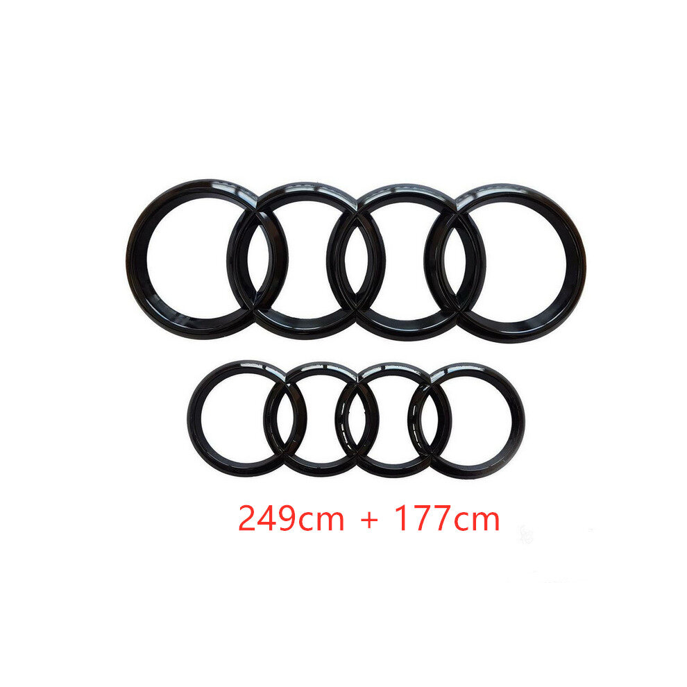 ( Gloss, 249Mm+177Mm) Audi Rings Logo Front Grill & Rear Trunk Emblem Black 4754135884245