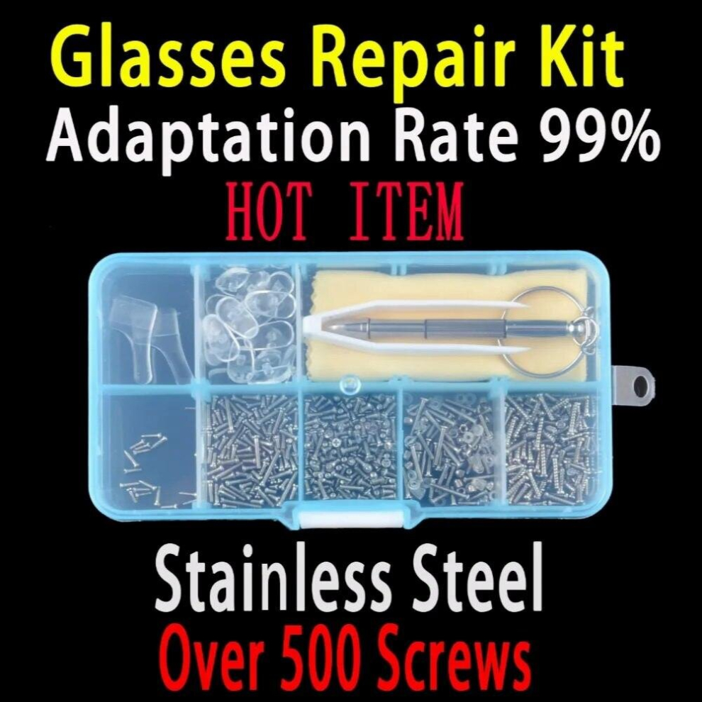 500 Eyeglasses Repair Kit Tool Set Sunglasses Screws Micro Nose Pads Screwdriver Ear Grips For Sunglasses Repair Tool Watch 885672148461