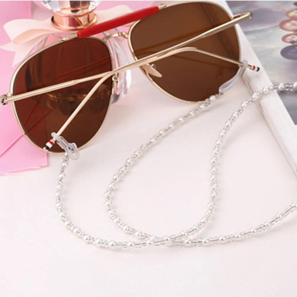 2pieces Antiskid Beaded Glasses Chains Holder Lanyard Necklace Strap Rope Read Eyeglass Chain Women Sunglasses Cord
