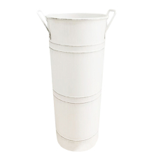 (White) Vintage Metal Umbrella Stand with Handles ,Reinforced Free Standing Umbrella Bin