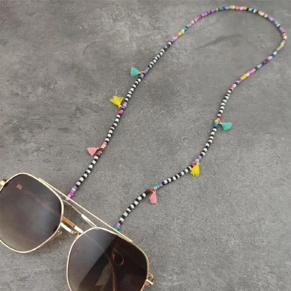 Multicoloured Bohemian Rice Bead Anti-Skid Glasses Seed Beads Chain Charm Tassel Sunglasses Chain