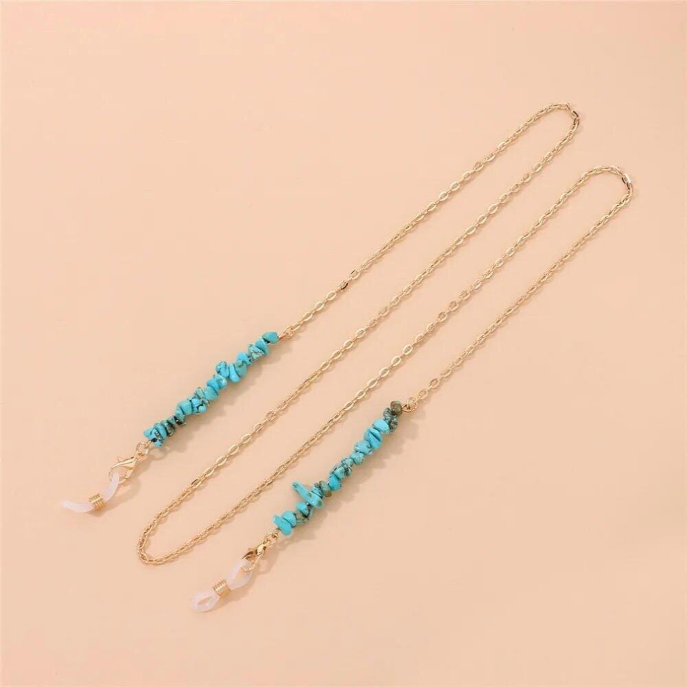 Turquoise Beads Plated Link Chain Eyeglasses Chains Reading Glasses Sunglasses Strap Cord Holder Face Mask Neck Head Band
