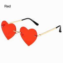 Party Halloween Cosplay Costume Heart-Shaped Rimless Heart Sunglasses Pink Hippie Sunglasses Metal Sun Glasses