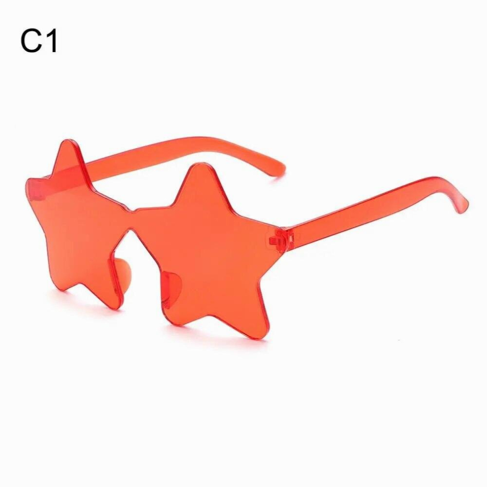 Star Shape Rimless Sunglasses Unique Transparent Pentagram Sunglasses for Kids Women Men Funny Party Halloween Cosplay Glasses