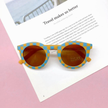 Hot Children Round Stripe Sunglasses Checkerboard Grid Shade UV400 Boys Girls Outdoor Sun Protection Baby Kids Goggles