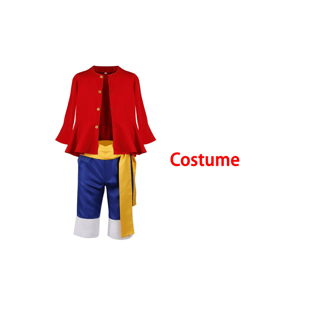 (Costume, Kids 140) Luffy Cosplay Costume Anime Monkey D Luffy Cosplay Uniform Hat Halloween Costume For Men Boys Children Not,Specified
