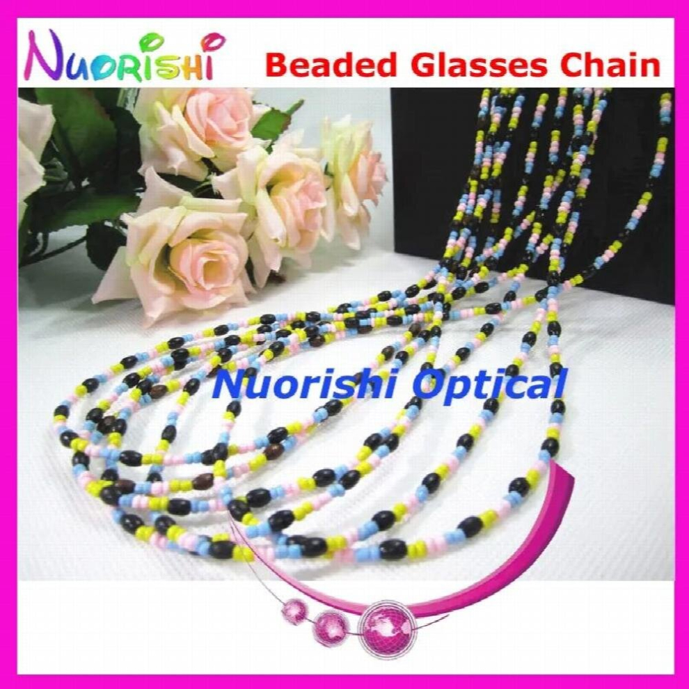Multicoloured 6Pcs Nice Beaded Steel Wire Rope Eyeglasses Sunglasses Eyewear Spectacle Chain Cords Lanyard L843
