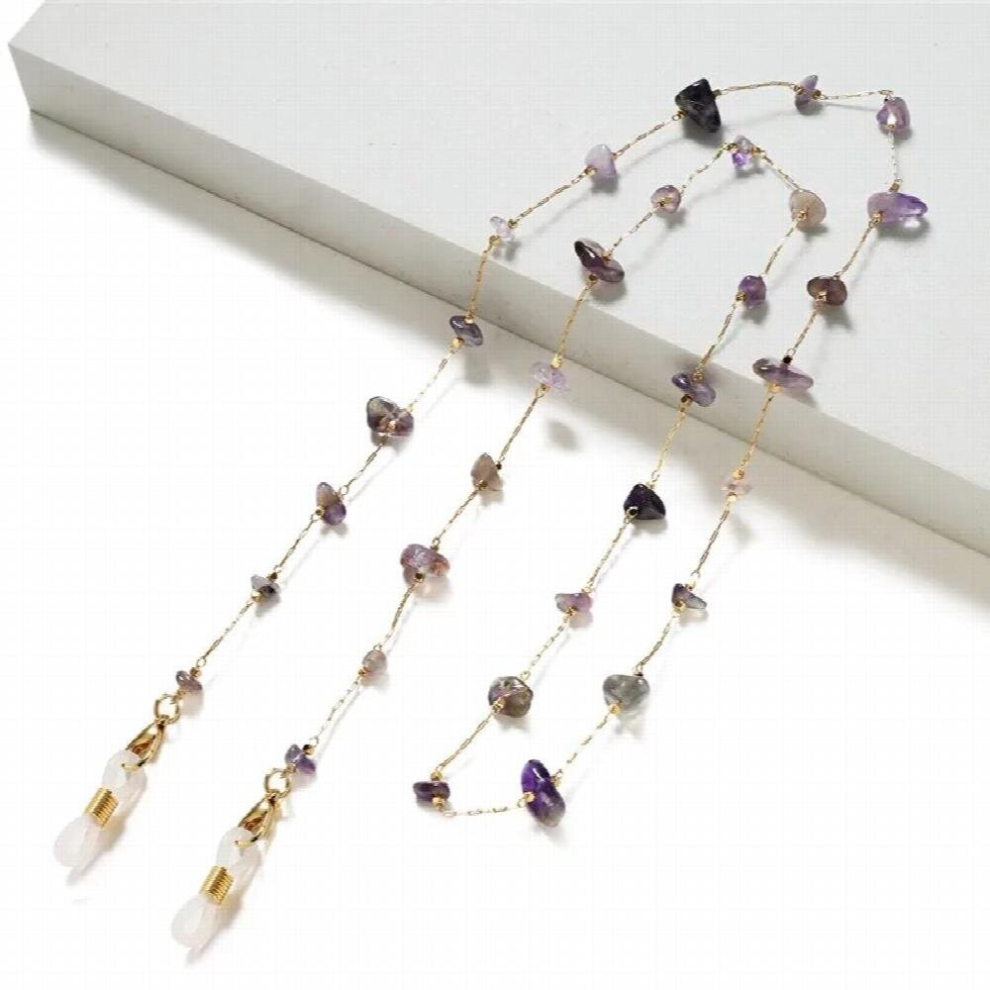 Natural Stone Beaded Link Chain Eyeglasses Hanger Necklace Face Mask Band Reading Glasses Sunglasses Strap
