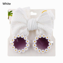 2Pcs/Set Daisy Flower Kids Sunglasses Elastic Nylon Baby Headband Bohemia Beach SunGlasses Kids Puff Bow Headwear