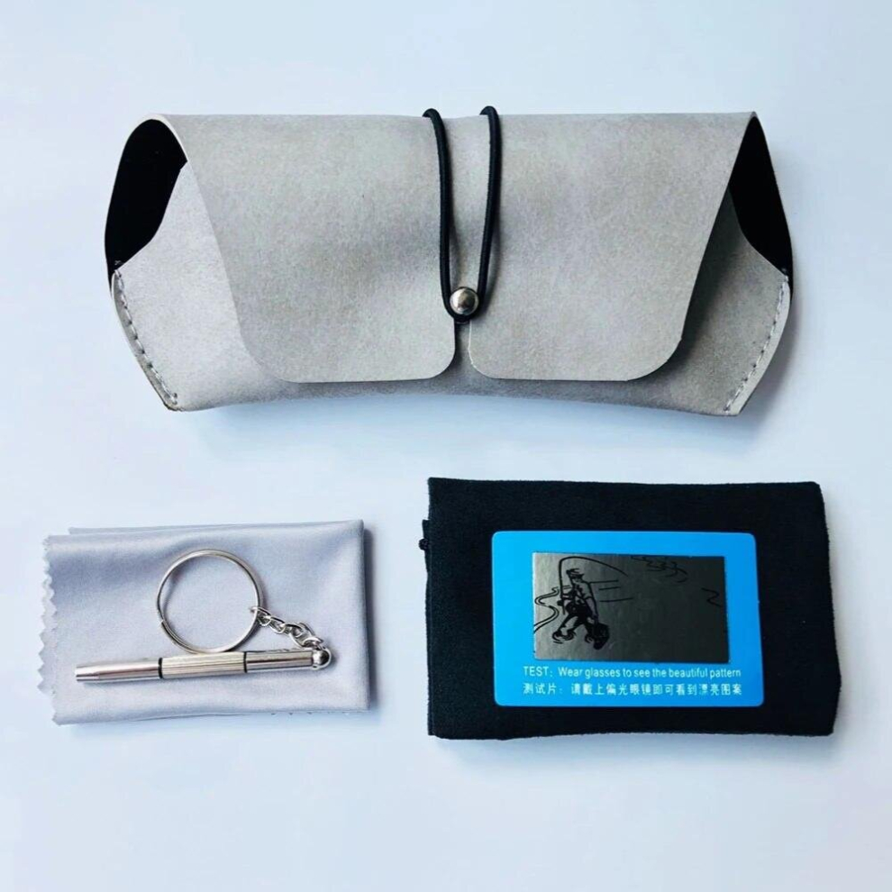 Grey Pu Sunglasses Case Bag Soft Eyeglass Pouch With Elastic String Closure Glasses Storage Bag For Phone Electronic Gadgets