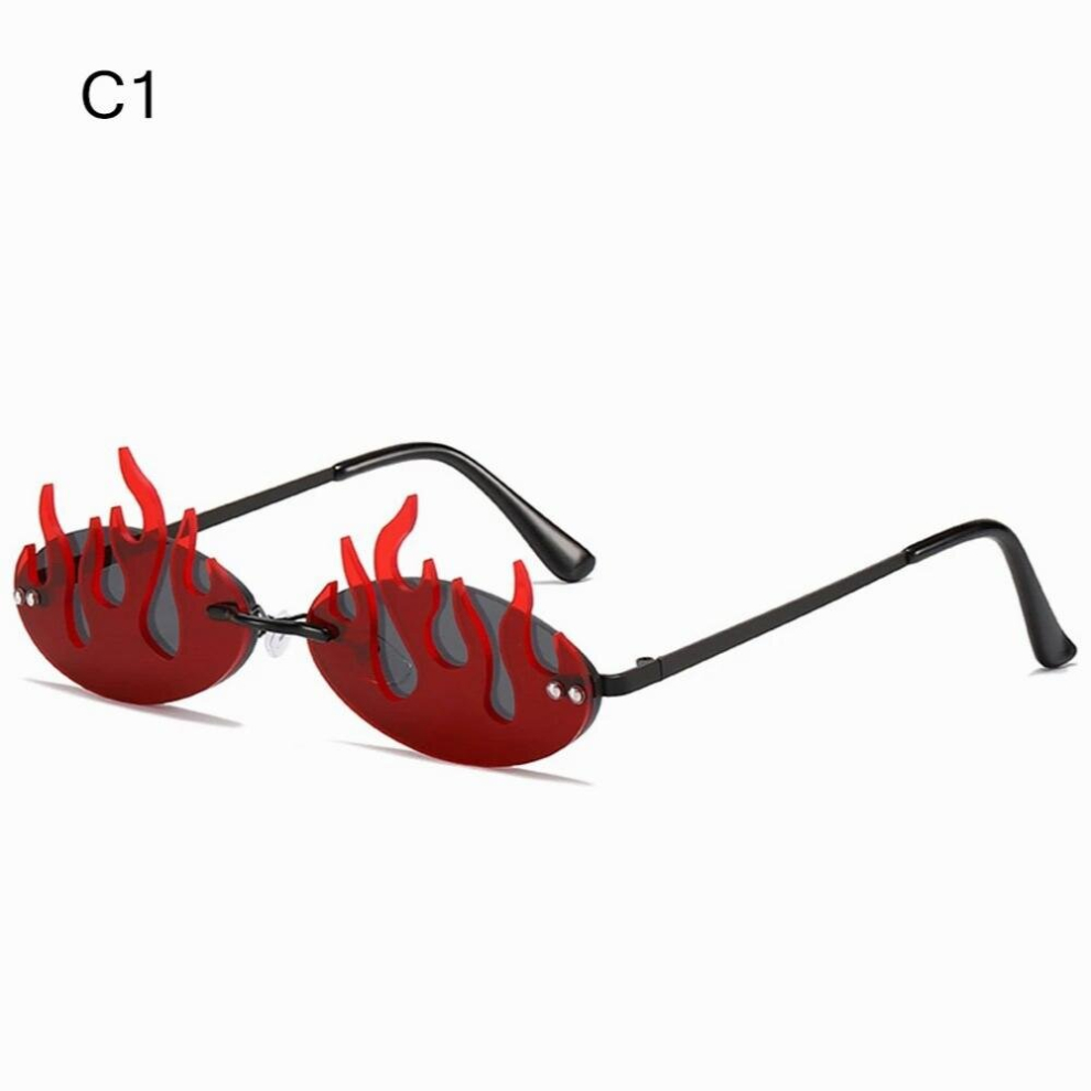 Halloween Novelty Flame Shaped Rimless Sunglasses Cosplay Party Eyewear Trending Flame Women Men Cycling Sunglasses