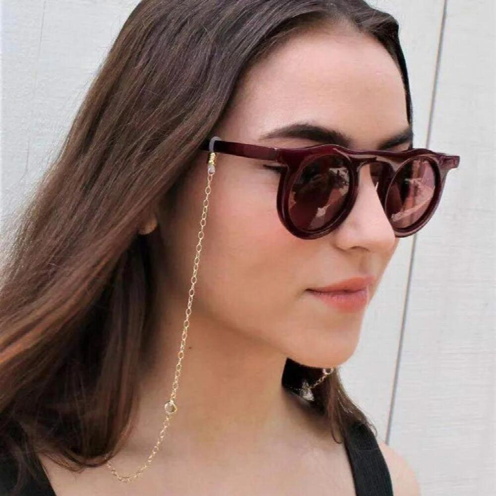 Women Sunglasses Lanyard Strap Necklace Metal Eyeglass Clear Crystal Glasses Chain Cord for Women Men