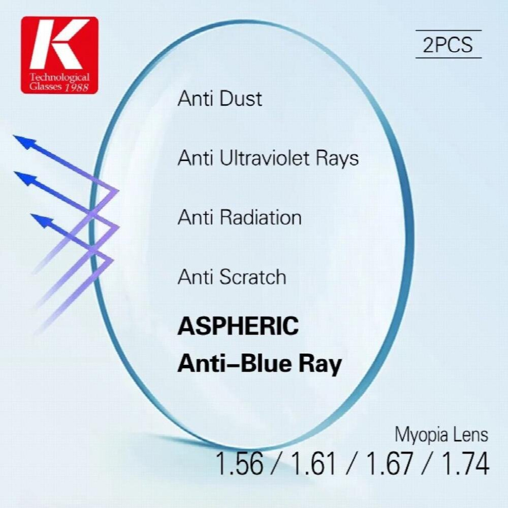 1.56/1.60/1.67/1.74 Index Anti Optical Prescription Lens Aspheric Myopia Anti-UV Lenses Anti-Radiation Single Vision Lens