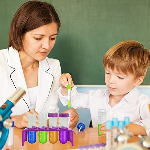 EQLEF Test Tubes for Children, Large Plastic with Stand and Dropper