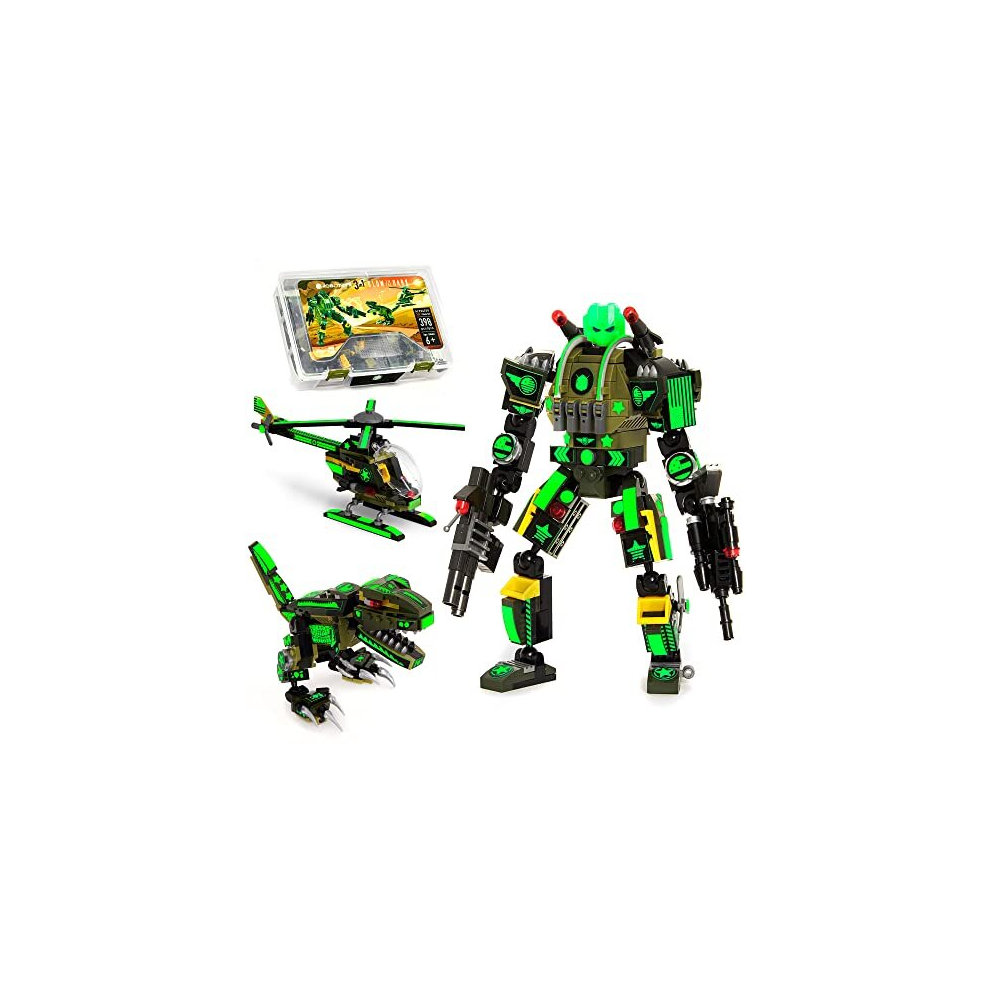 Jitterygit Army Dinosaur Robot Building Toy Gift for Boys, Perfect Birthday STEM Present for Ages 7, 8, 9, 10 and 11 Year Olds (398 Pcs) Robotryx