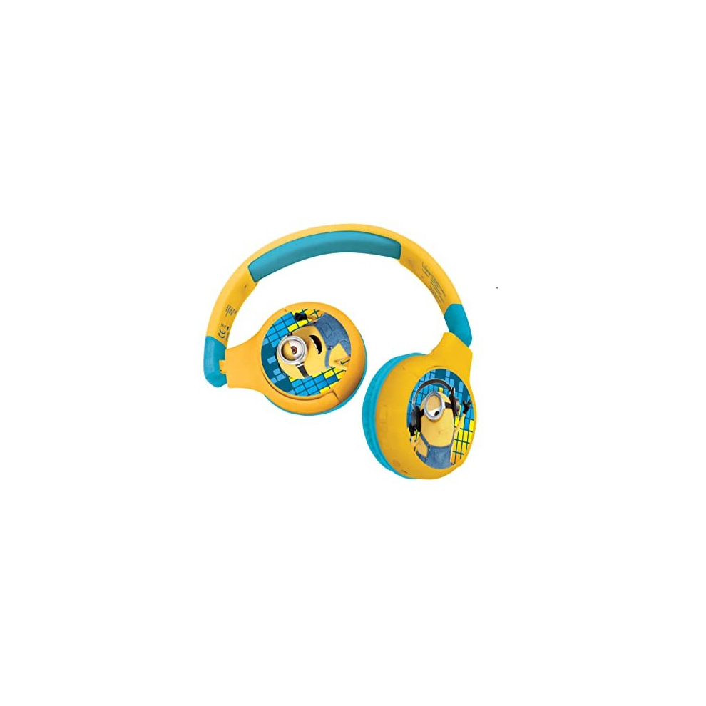 Lexibook Hpbt010des Despicable Me 2-In-1 Bluetooth Headphones Stereo Wireless Wired Kids Safe Foldable Adjustable, Yellow 5051211608016