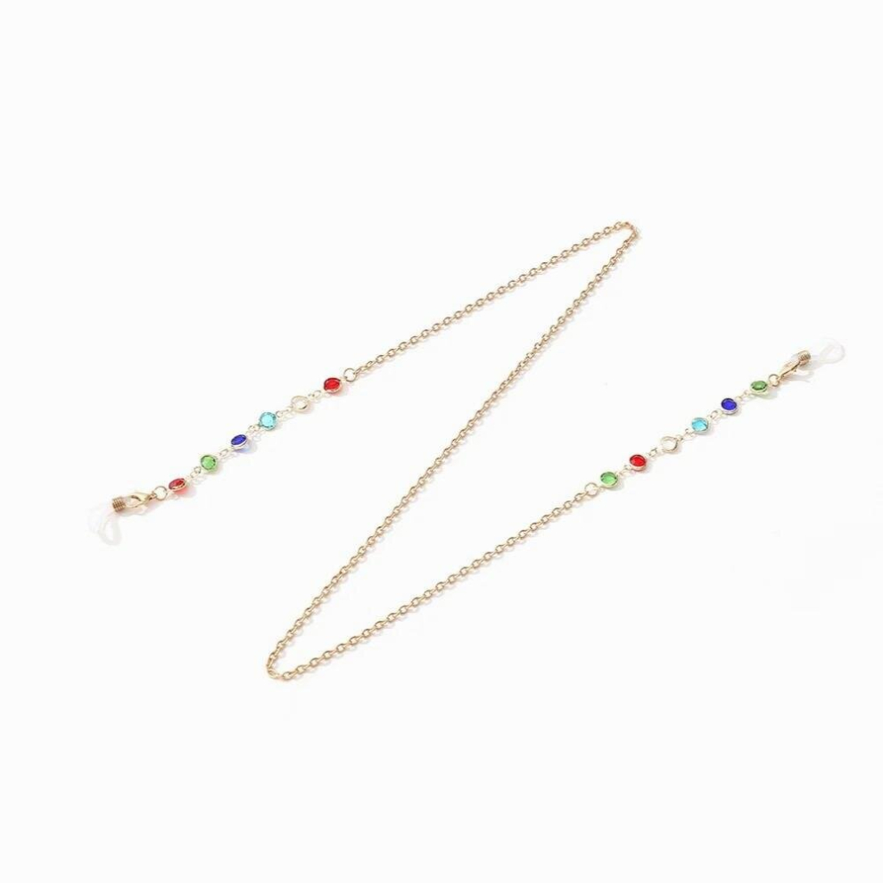 Colorful Crystal Beads Sunglass Chain for Women Metal Long Chain Mask Chain Anti-lost Eyeglass Anti-skid Rope