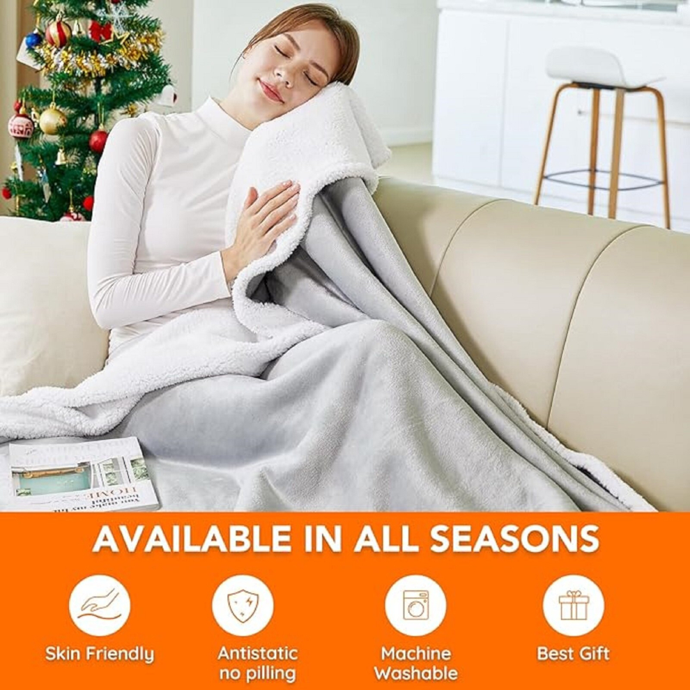 Sherpa Fleece Throw Blankets, Fluffy Winter Warm Soft Comfy Cozy Plush Blanket For Sofa Bed Travel Children Kids Pet, Single Size Luxury Mink Throws