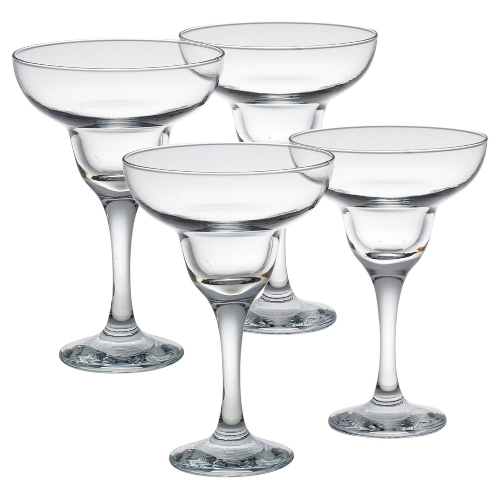 (4) Clear Glass Tall Stemmed Margarita Cocktail Liquor Bourbon Bartender Glasses Set