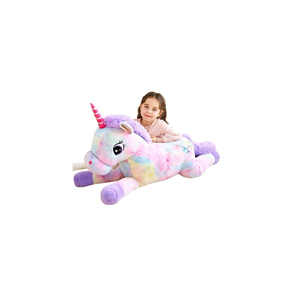 IKASA Giant Unicorn Stuffed Animal Plush Toy,110cm,Large Unicorn Cute Jumbo Soft Toys,Huge Big Size Plushy Fluffy Fat Plushie,Gifts for Kids