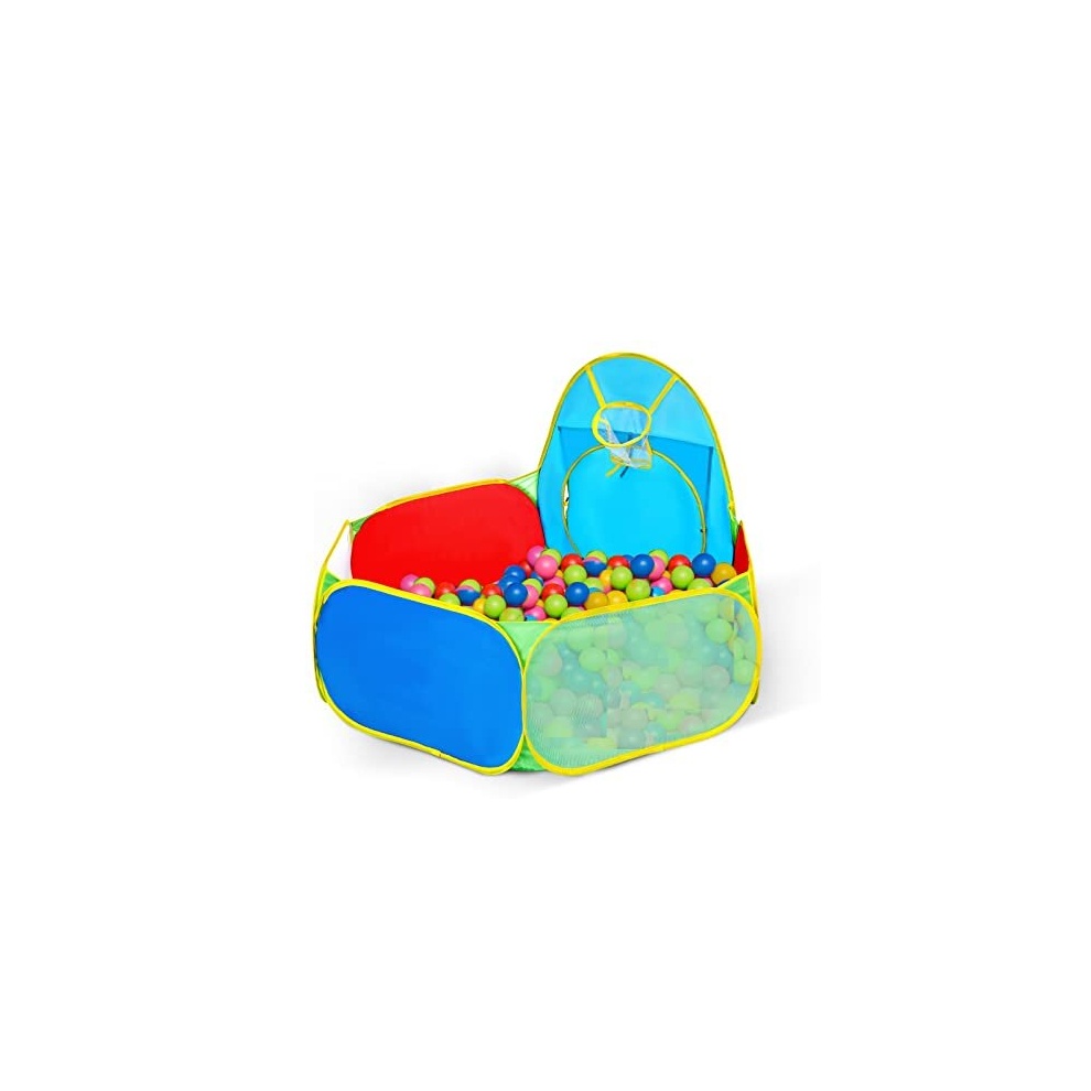 Eocusun Kids Ball Pit, Indoor & Outdoor Baby Toddler Ball Pit Pool play tent, Portable Pop Up Ball Pool with Basketball Hoop and Zippered Storage Bag