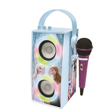 Lexibook Disney Frozen Portable Bluetooth Karaoke Speaker with Light Effects, Microphone, USB/SD, Aux, Rechargeable Battery (BTP180FZZ)