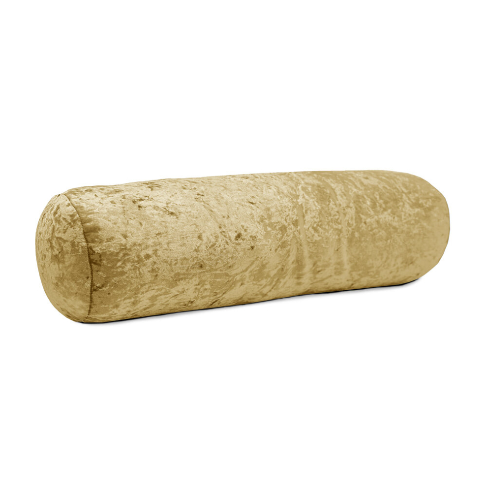 Lancashire Textiles (Gold) Crushed Velvet Round Bolster Pillow Gold