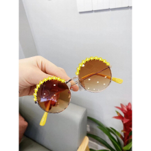 Round kids sunglasses Flower Baby Children Shades Sun Glasses Girls Half Frame Metal Eyewear UV400 Outdoor Goggles Summer