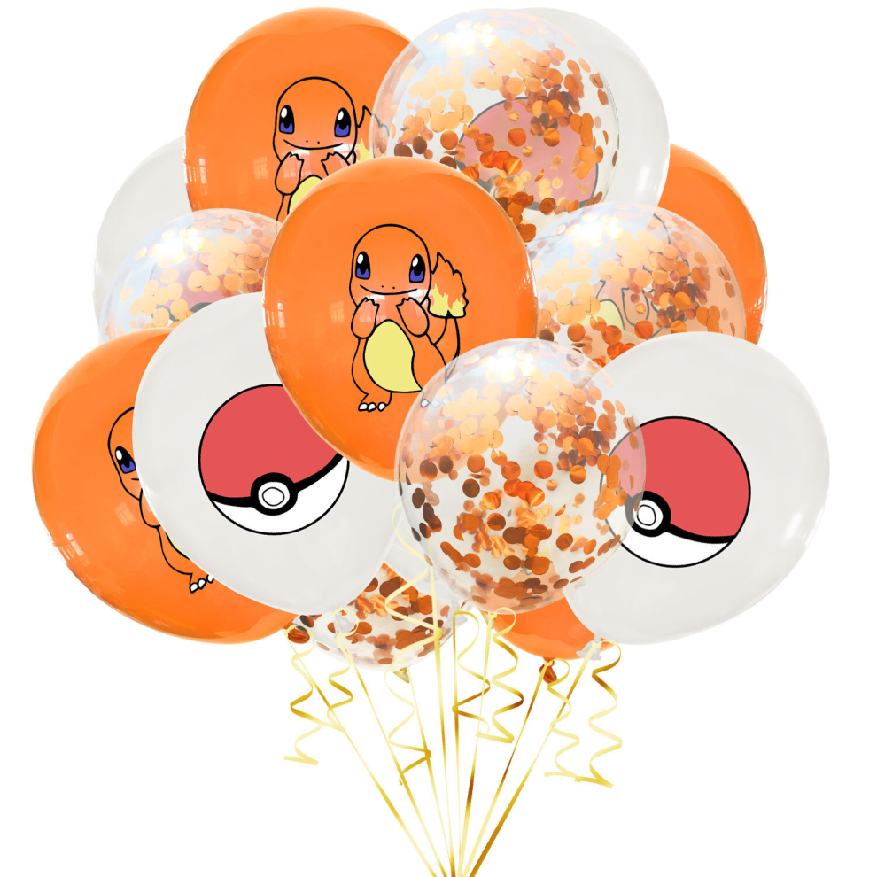 Sadodo 10X Pokemon Balloons Birthday Latex Balloons Party Confetti Pikachu Multicoloured