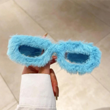 1 Pcs Creative Sunglasses Personalized Plush Innovative Square Glasses Funny Inlaid Sunglasses