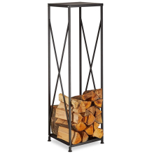 Black Metal Steel Firewood Rack Log Wood Storage Holder Shelf Stand