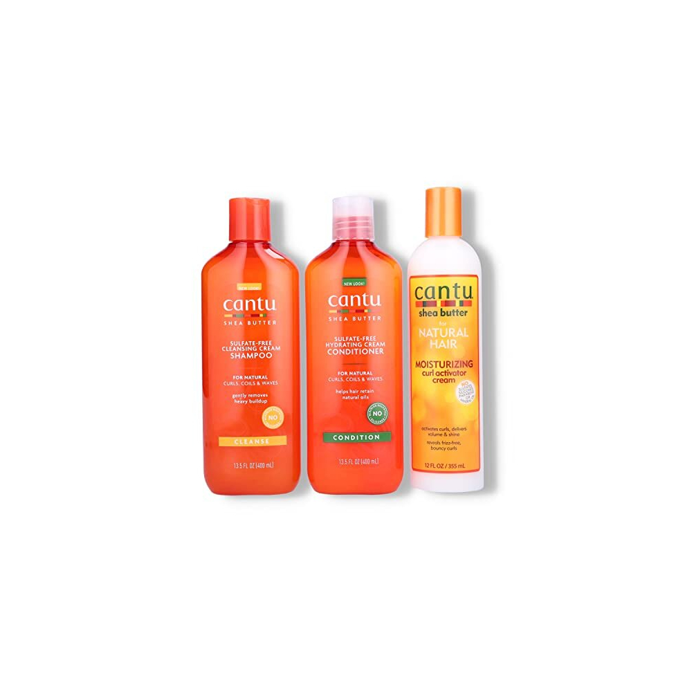 Sulphate Free Shampoo & Conditioner 12oz with Shea Butter Moisturizing Curl Activator Cream 12oz