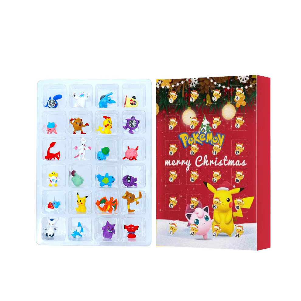 (Red) Pokemon Pikachu Christmas Advent Calendar Box Poke Fun Cute Elf Christmas Toy