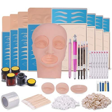 Microblading Practice Kit with Practice Skin, TopDirect Complete Eyebrow Tattoo Set, Semi Permanent Makeup Flat Head Eyebrow Lip Tattoo, Microblading