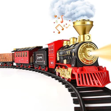 Train Set Toys for Kids with Smoke Light & Sounds, Electric Railway Play trains with Steam Locomotive Engine,Cargo Cars&Tracks, for 3 4 5 6 7 8 Year