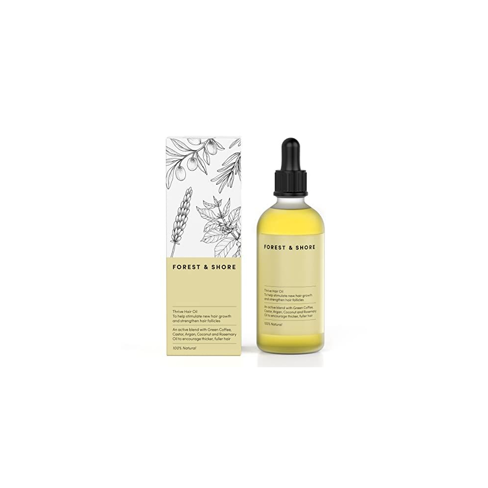 Forest & Shore Hair Growth Oil 100% Natural With Caffeine, Biotin, Castor Oil, Argan Oil, Coconut Oil, And Rosemary Oil For Hair Growth Effective Hair Thickening
